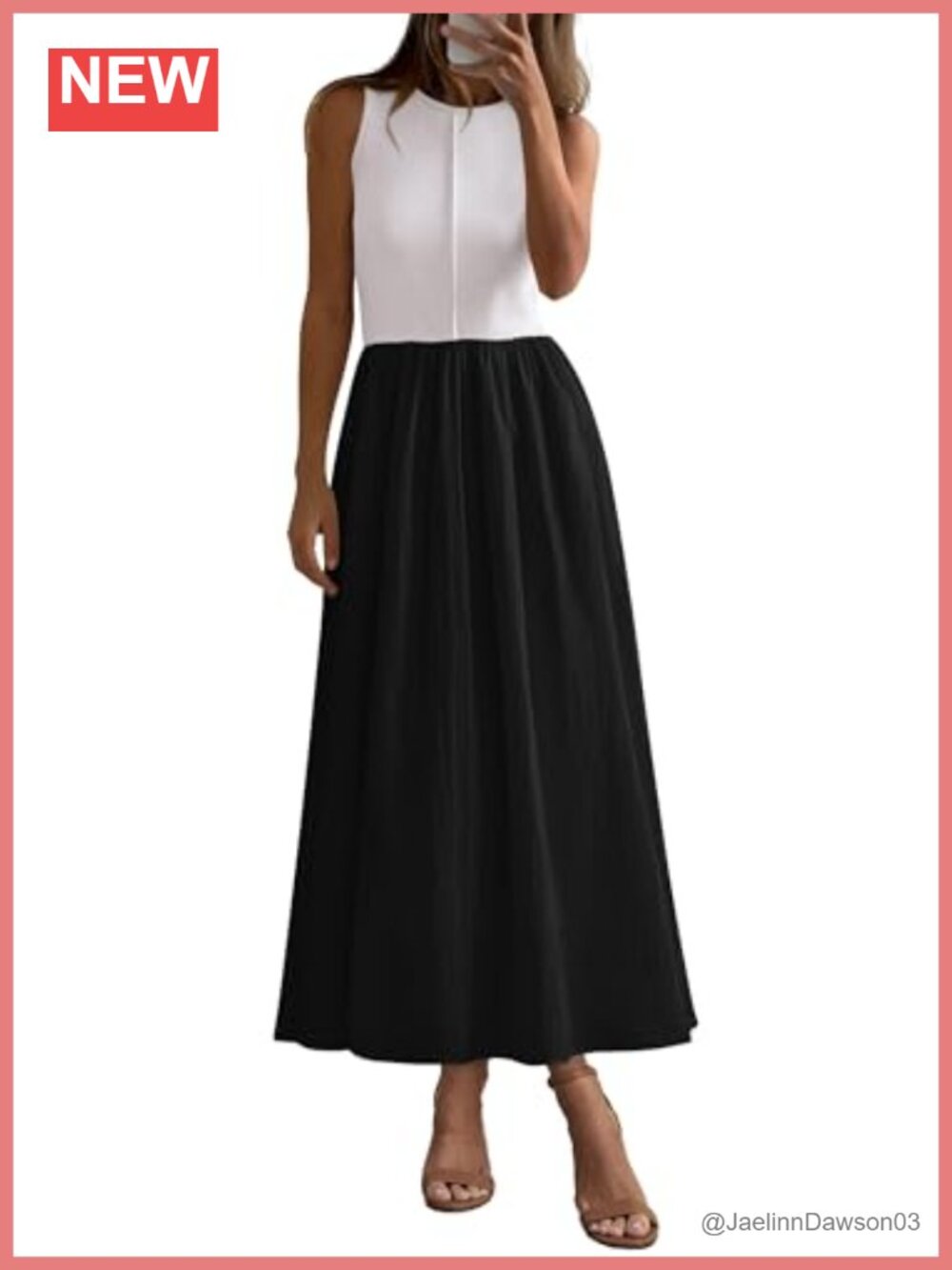PRETTYGARDEN Pleated Maxi Dress with Pockets A-Line Sleeveless Summer